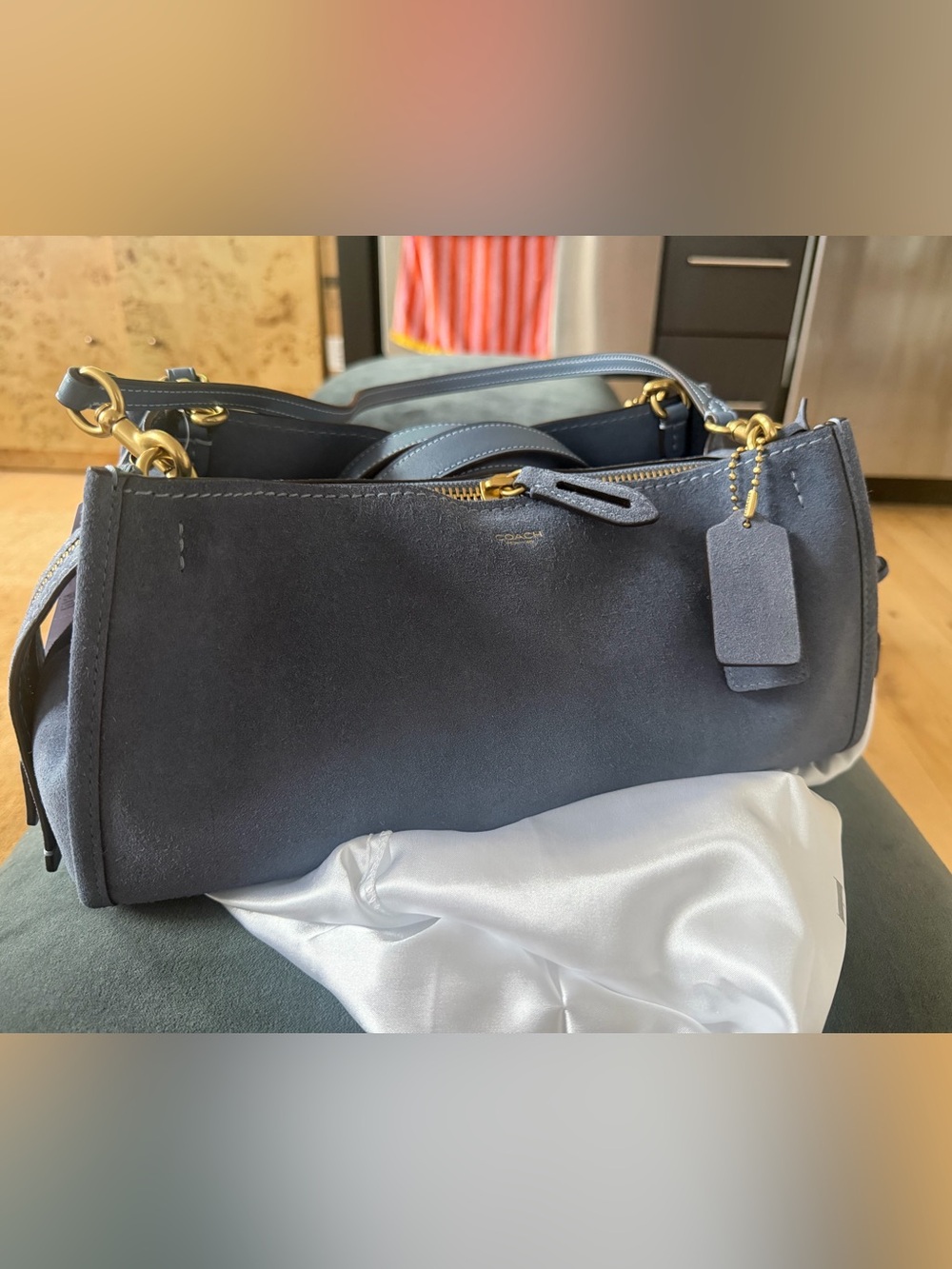 COACH ROGUE 34 BLUE SUEDE